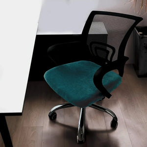 Housse d'assise de chaise de bureau en velours turquoise