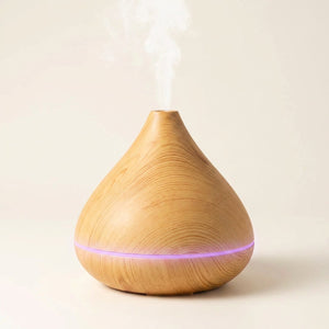 Diffuseur bois clair 350ml conique vue studio LED violet