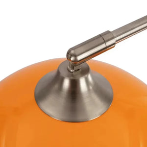 Détail jonction bras acier brossé abat-jour orange