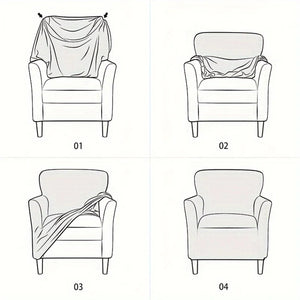 Étapes d'installation de la housse de fauteuil en 4 gestes