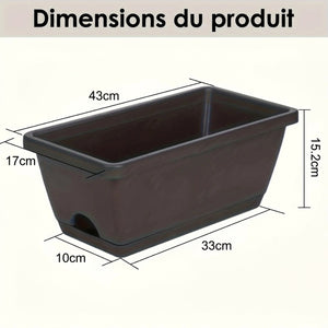 Dimensions du produit jardinière noire 43×17×15,2 cm
