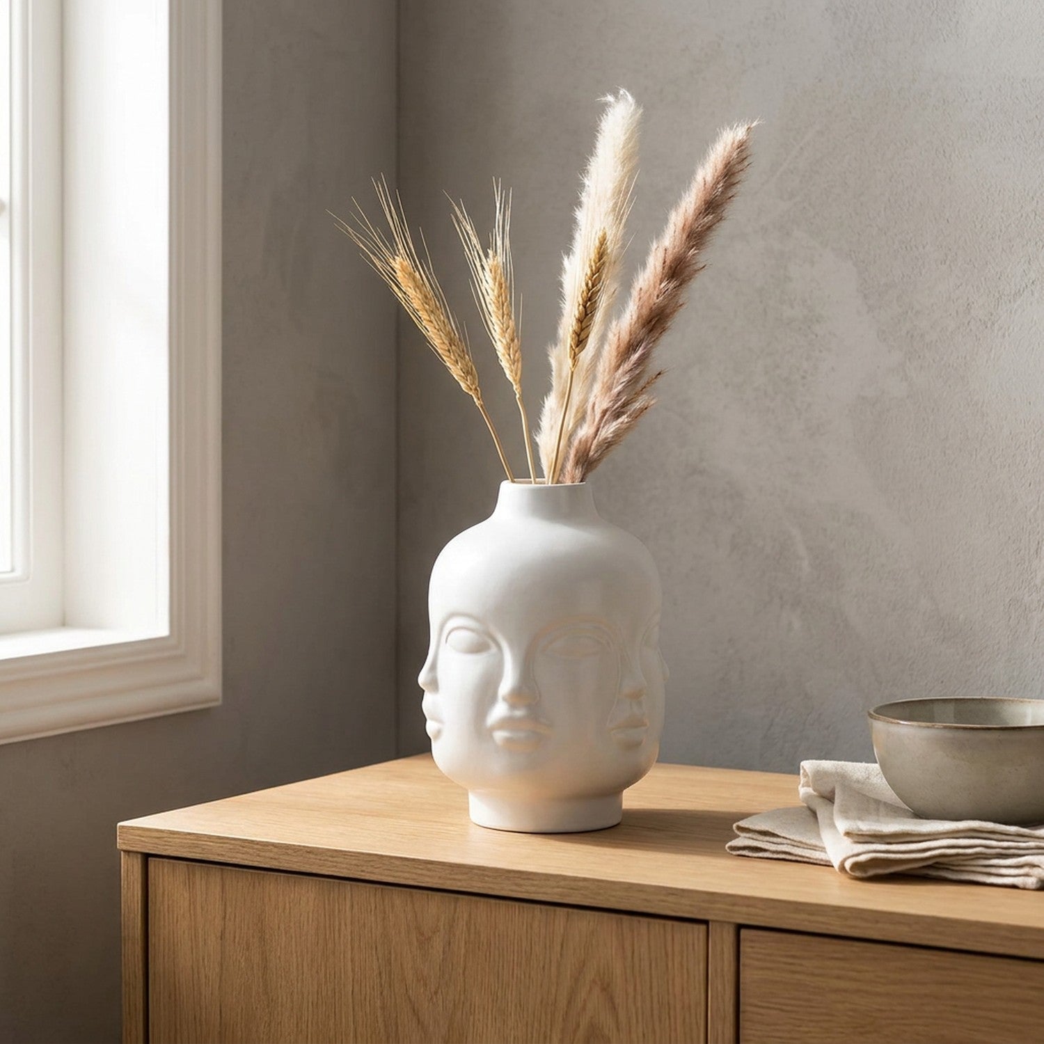 Vase tête céramique multi-visages - lifestyle naturel