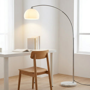 Lampadaire arc globe verre blanc bureau nordique minimaliste