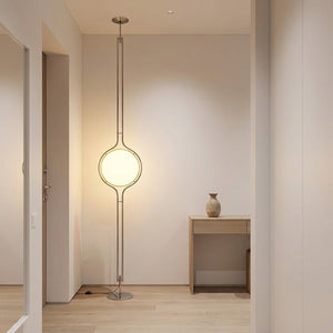 Lampadaire boule chrome couloir entrée moderne élégant