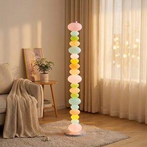 Lampadaire LED galets multicolores en verre bohème 160 cm