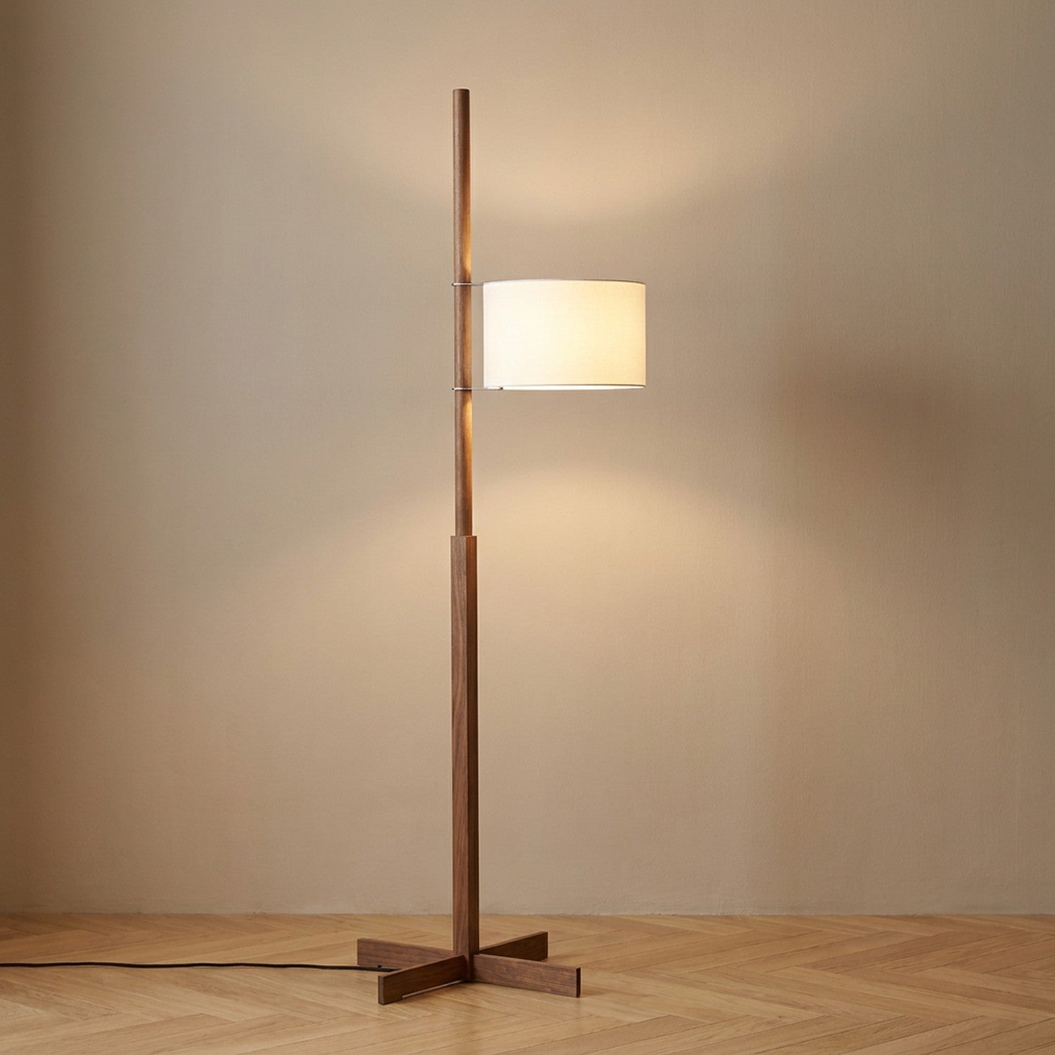 Lampadaire japonais variante bois noyer foncé