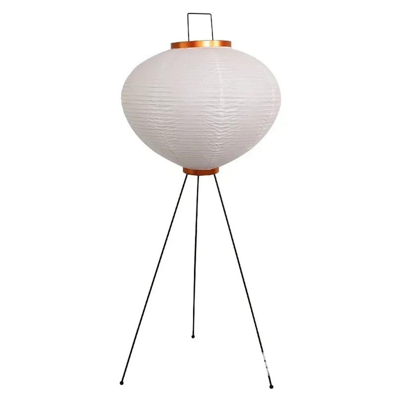 Lampadaire japonais papier de riz grand format tripode métal bois