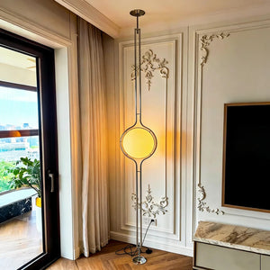 Lampadaire boule 1 sphère tension salon appartement haussmannien
