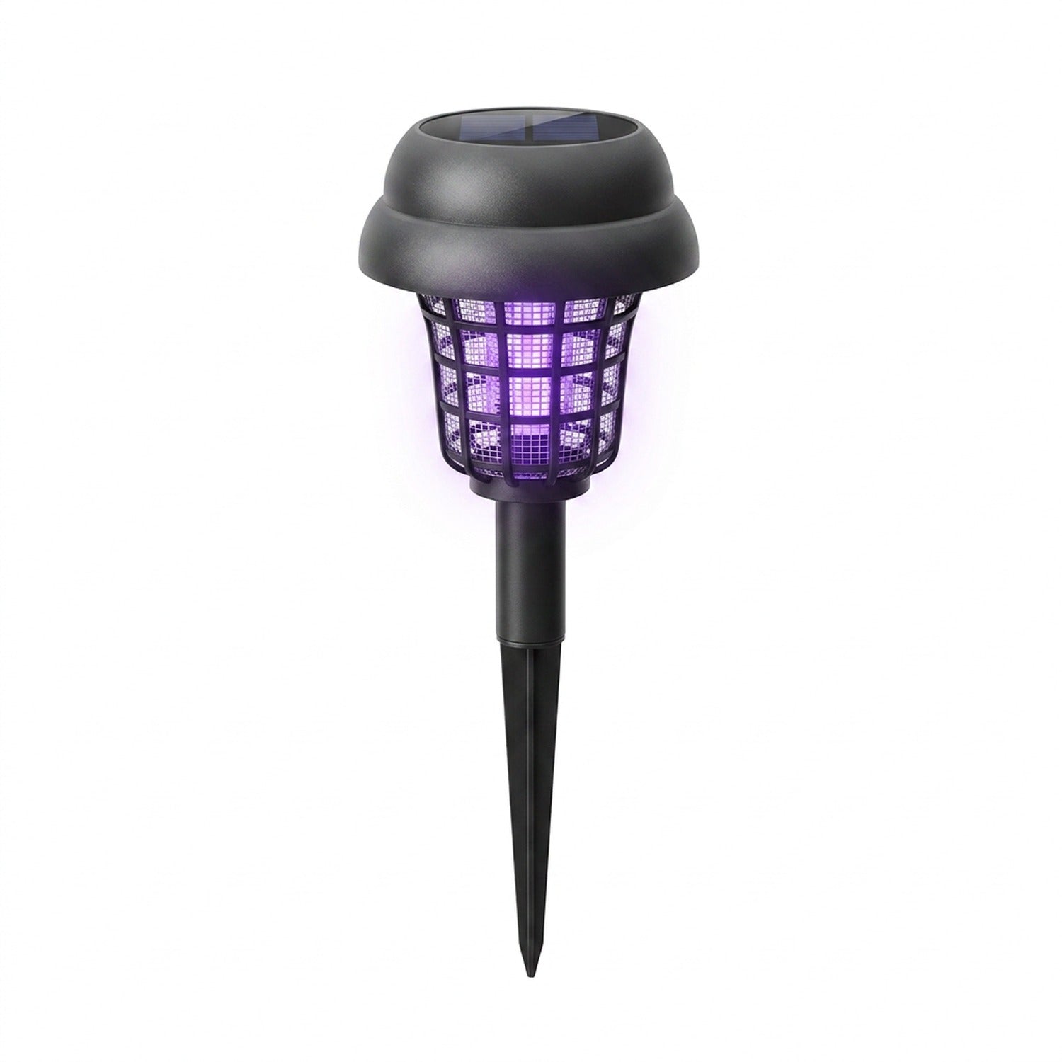 Lampe anti-moustiques solaire UV modèle Rond compact, tête ronde avec cage UV violette
