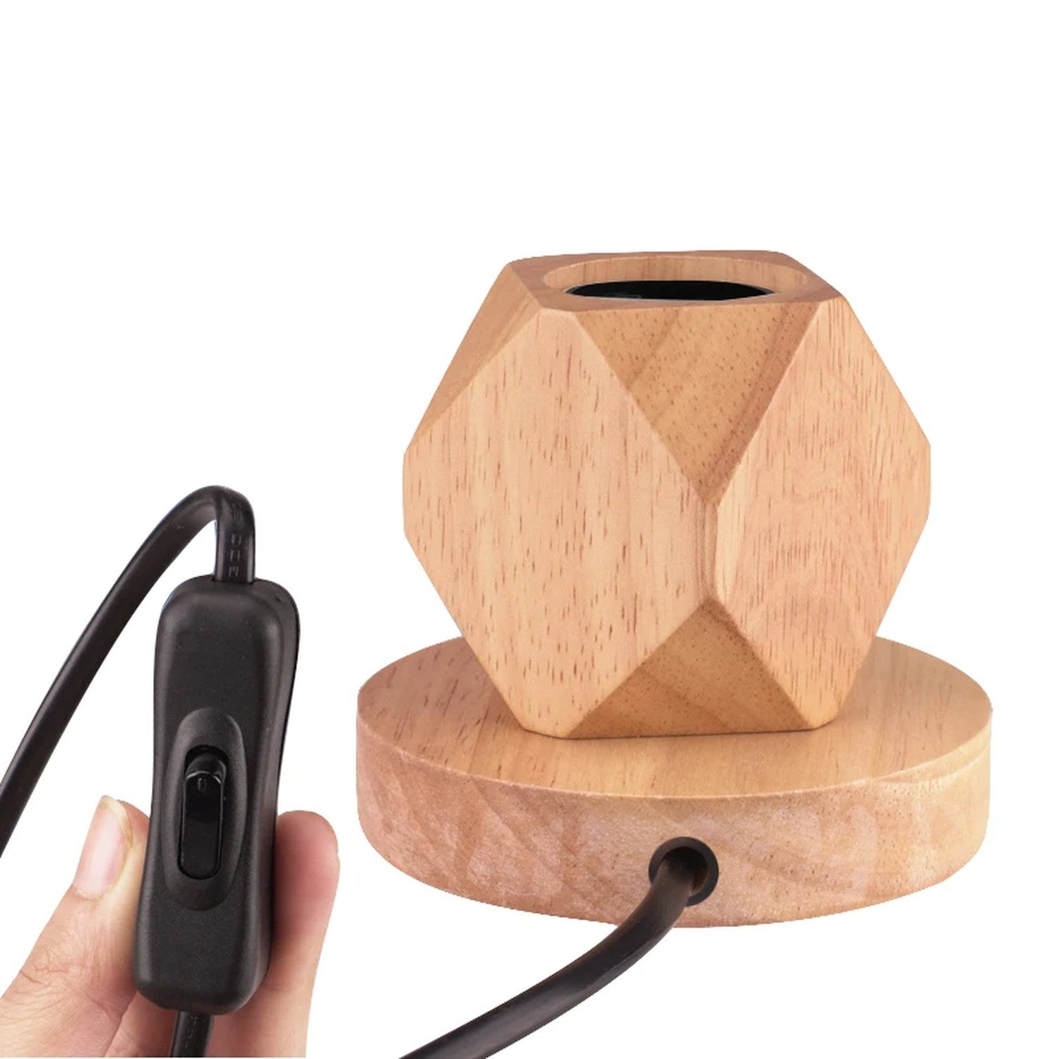 Interrupteur intégré sur le fil de la lampe de table en bois