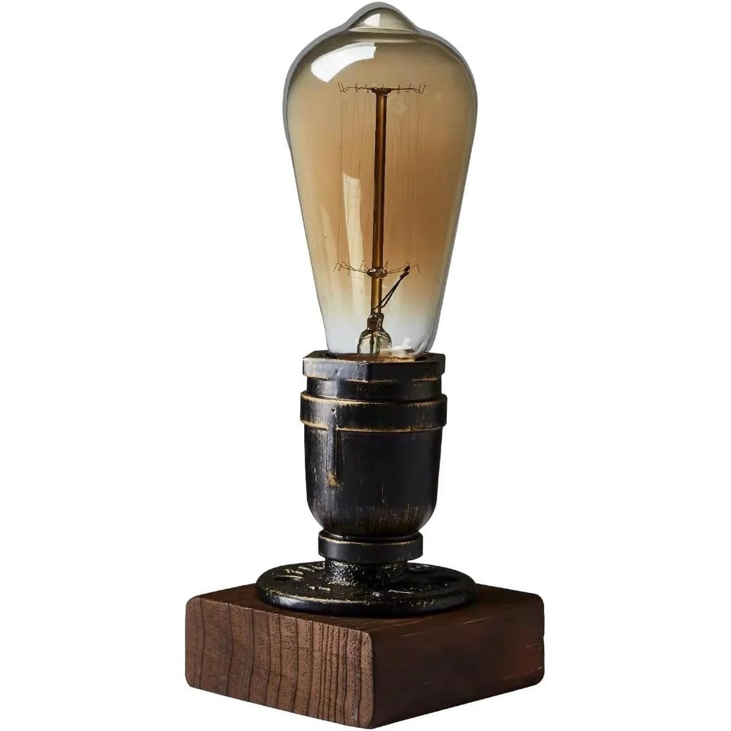 Lampe de bureau industrielle avec ampoule Edison sur fond clair