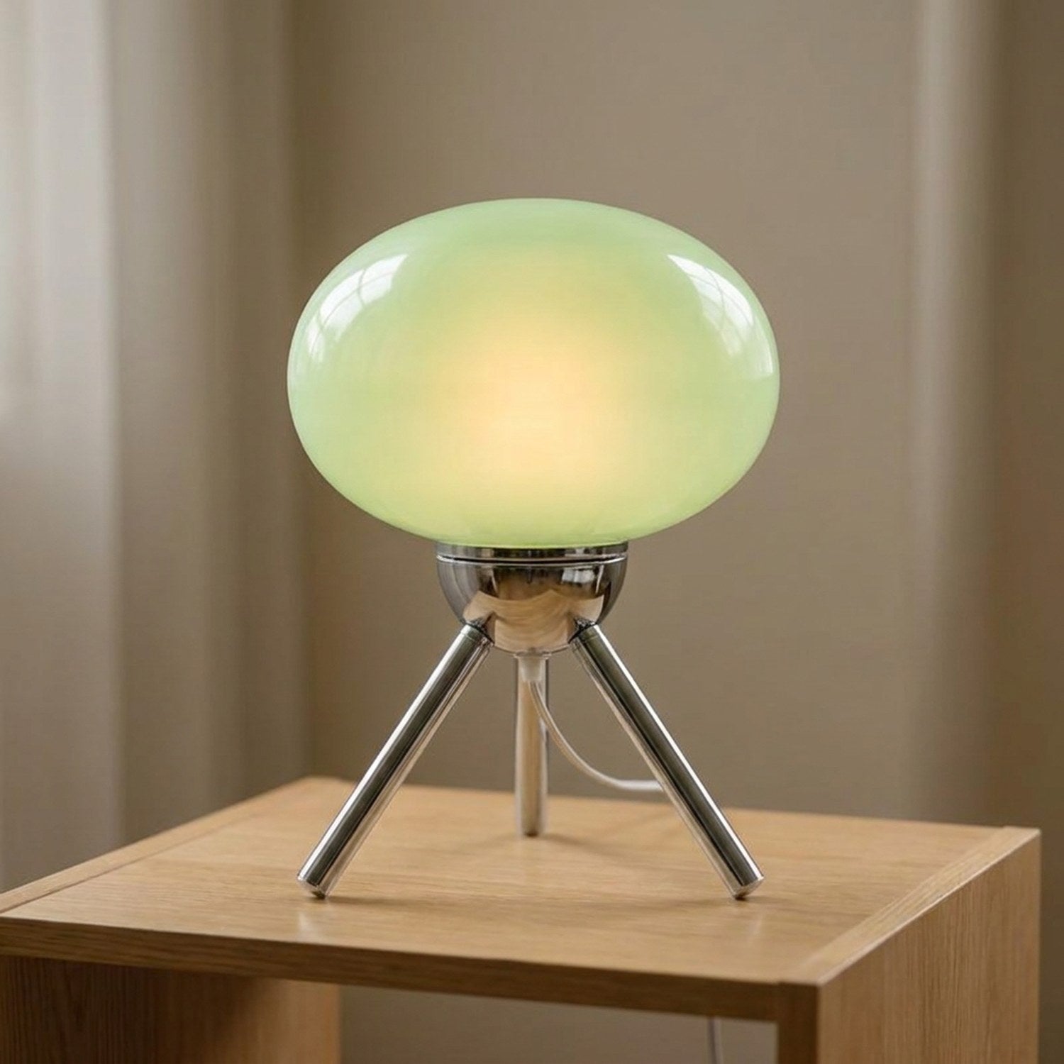 Lampe de chevet champignon en verre vert