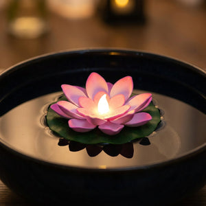 Lampe lotus flottante LED rose