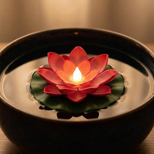 Lampe lotus flottante LED rouge
