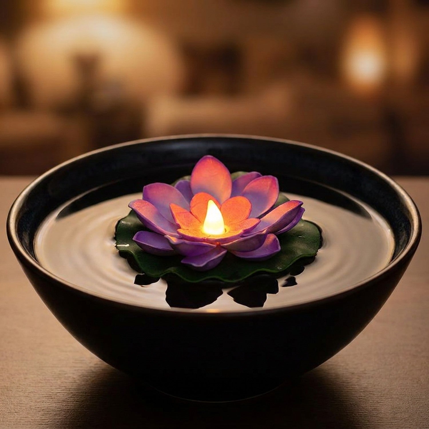 Lampe lotus flottante LED violette