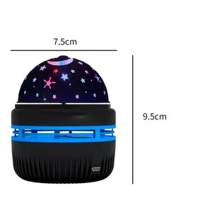 Dimensions de la lampe connectée projecteur galaxie 7,5 cm de large et 9,5 cm de haut