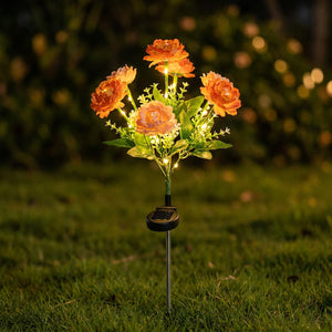 Lampe solaire a fleurs oranges