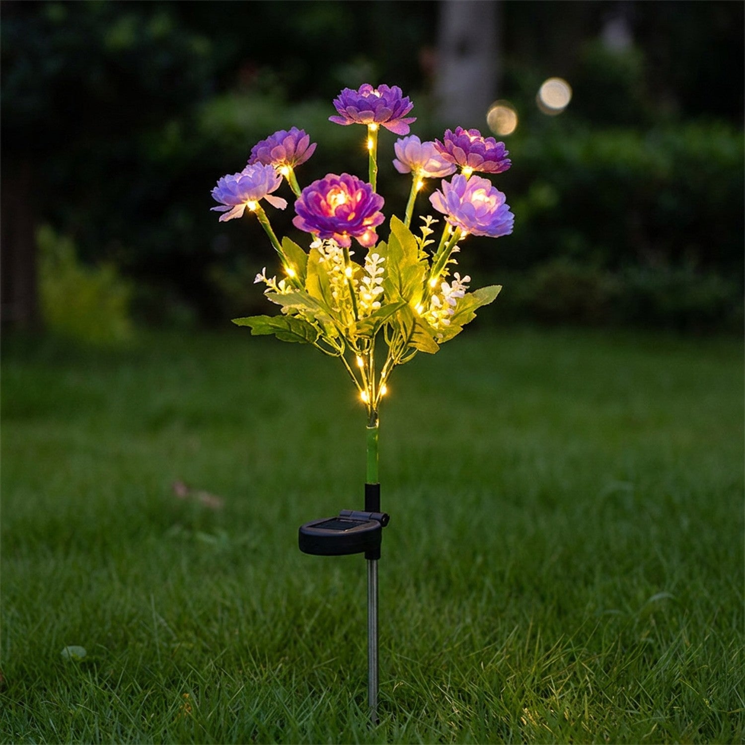 Lampe solaire a fleurs violettes