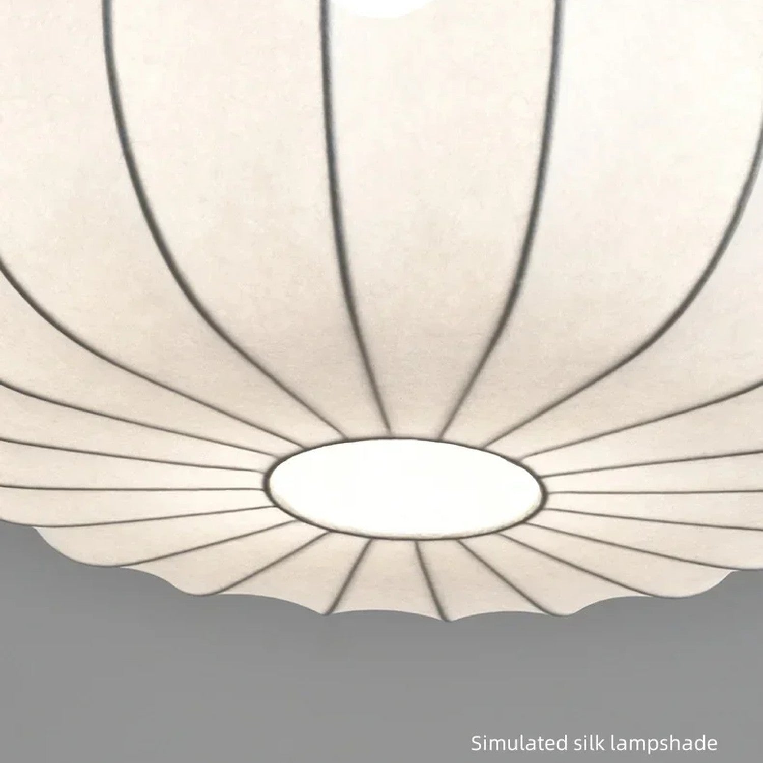 Détail soie blanche abat-jour lampe suspension japonaise