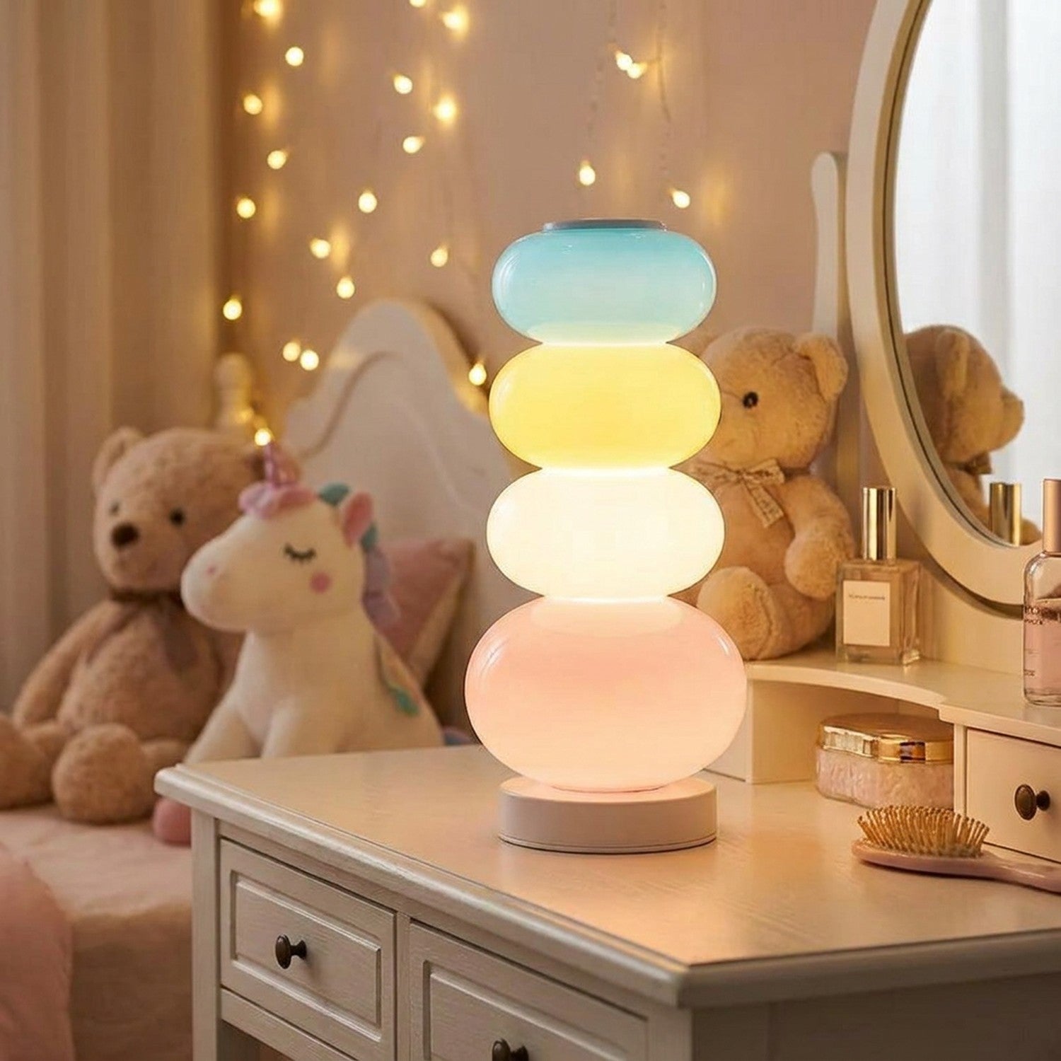 Lampe de table galets verre coloré chambre enfant