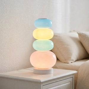 Lampe de table LED galets colorés en verre bohème 38 cm