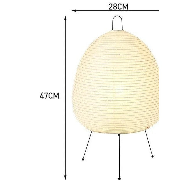 Dimensions lampe de table Noguchi conique D28cm H47cm