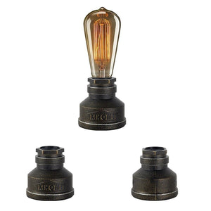 Lampe tuyau industrielle bronze avec ampoule à filament sur fond blanc