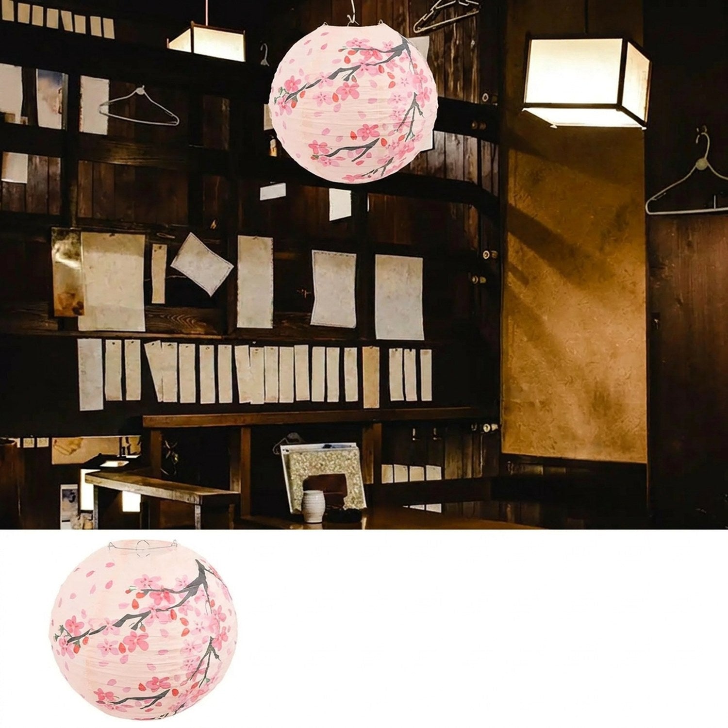 Lanterne japonaise en papier dans un restaurant au décor traditionnel