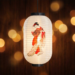 Lanterne japonaise géisha ukiyo-e en kimono – décoration japonaise