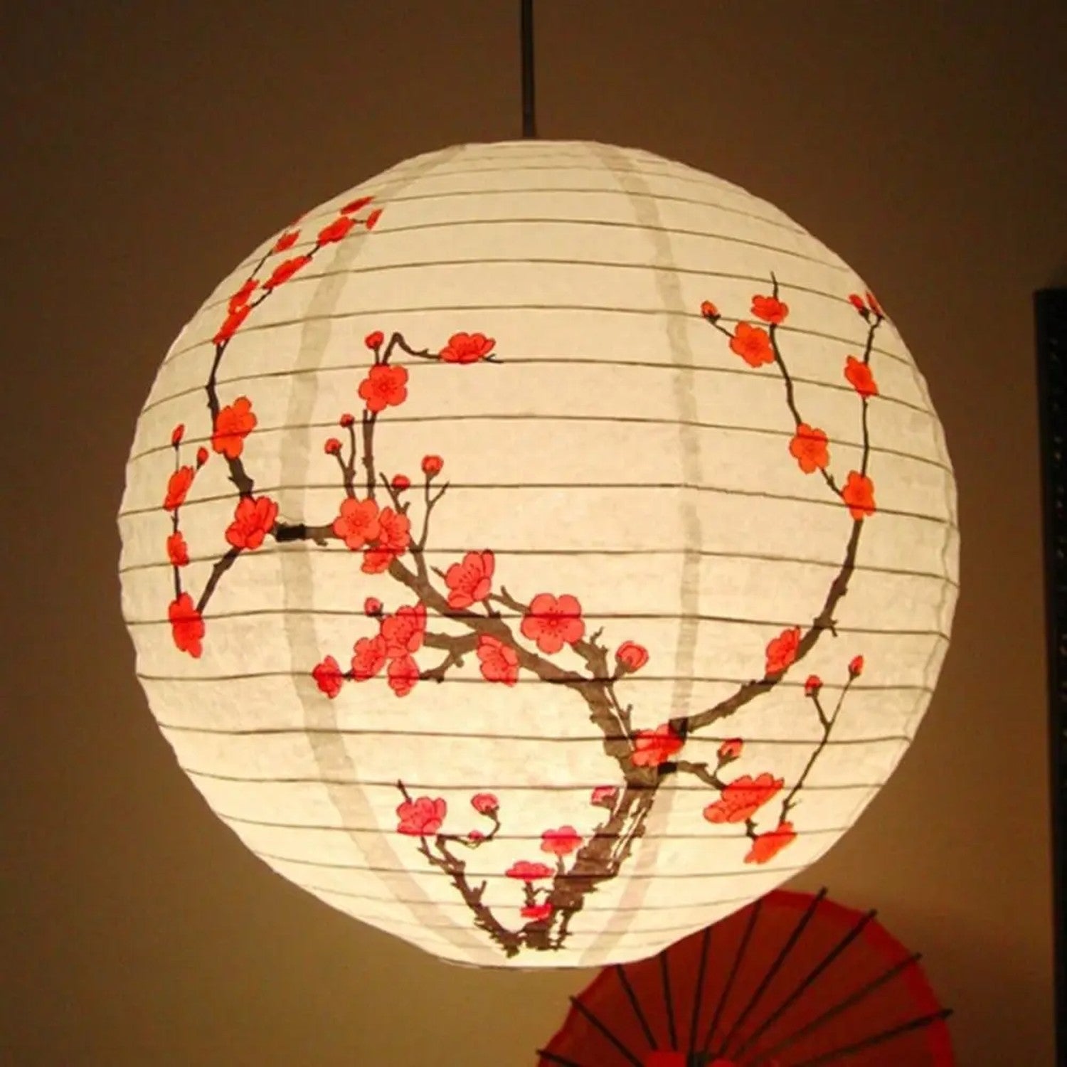 Lanterne chinoise papier motifs traditionnels vue 1