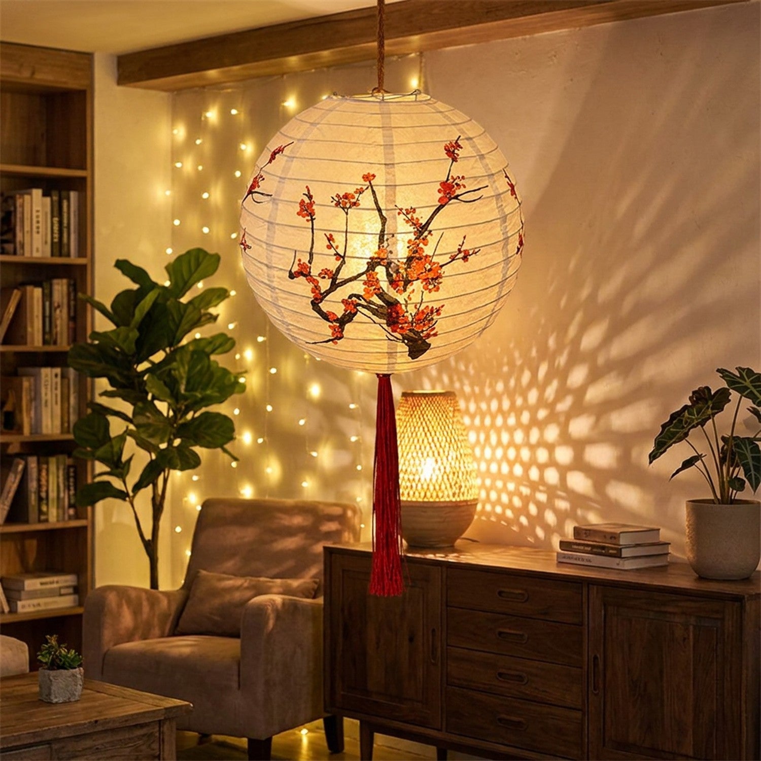 Lanterne chinoise papier suspension décoration intérieure