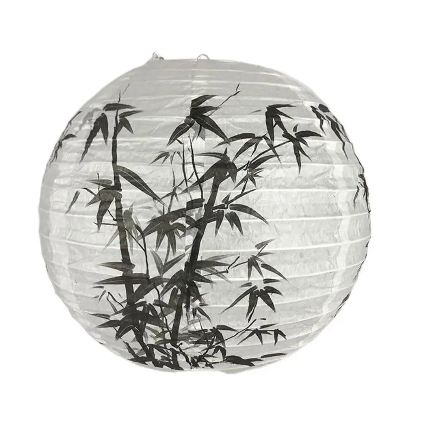 Lanterne chinoise papier motif bambou noir blanc