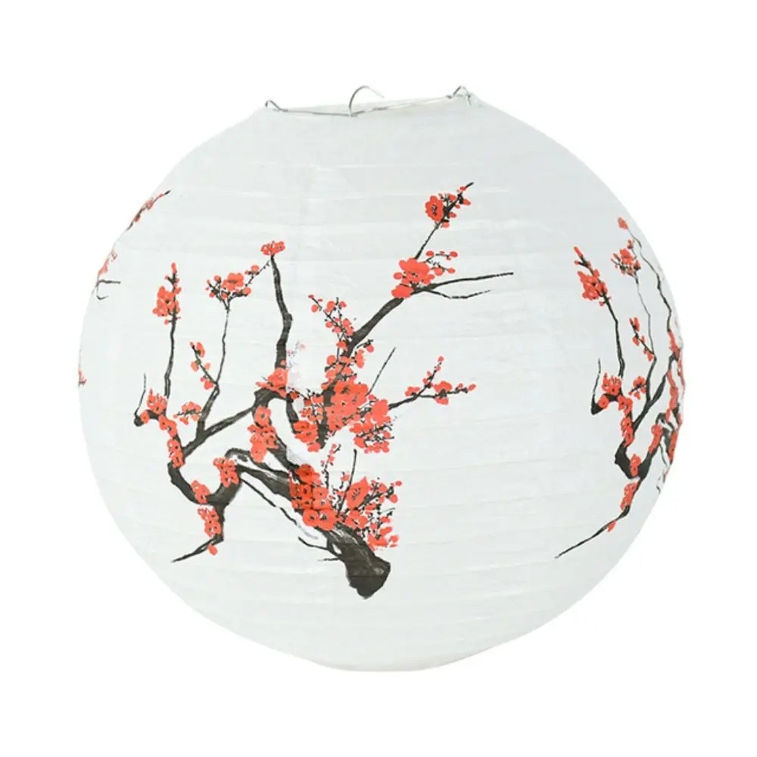 Lanterne chinoise papier motif fleurs de prunier rouge blanc