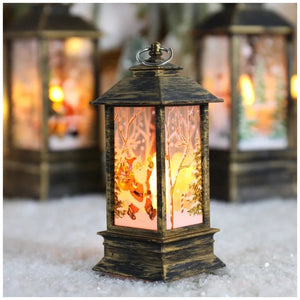 Lanterne de Noël LED Père Noël finition bronze
