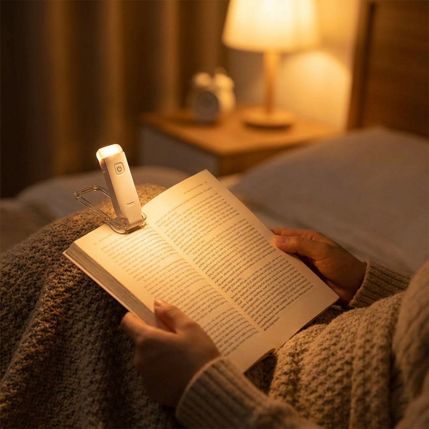 Lampe à pince utilisée pour lire au lit sans déranger
