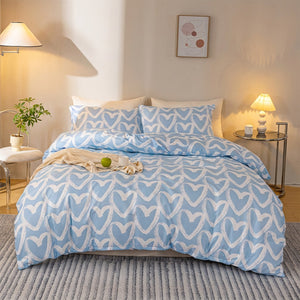 Parure de lit dans une chambre moderne avec table de chevet