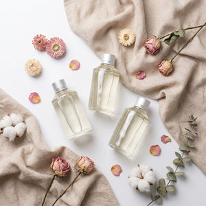 Recharge diffuseur huile essentielle flat lay style naturel