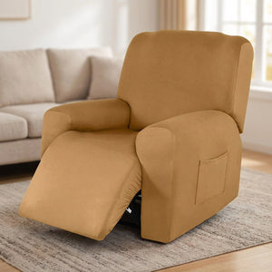 Housse de fauteuil relax beige dans un salon familial lumineux