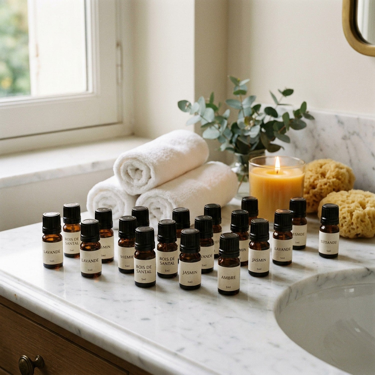 Coffret huiles parfumées ambiance spa salle de bain