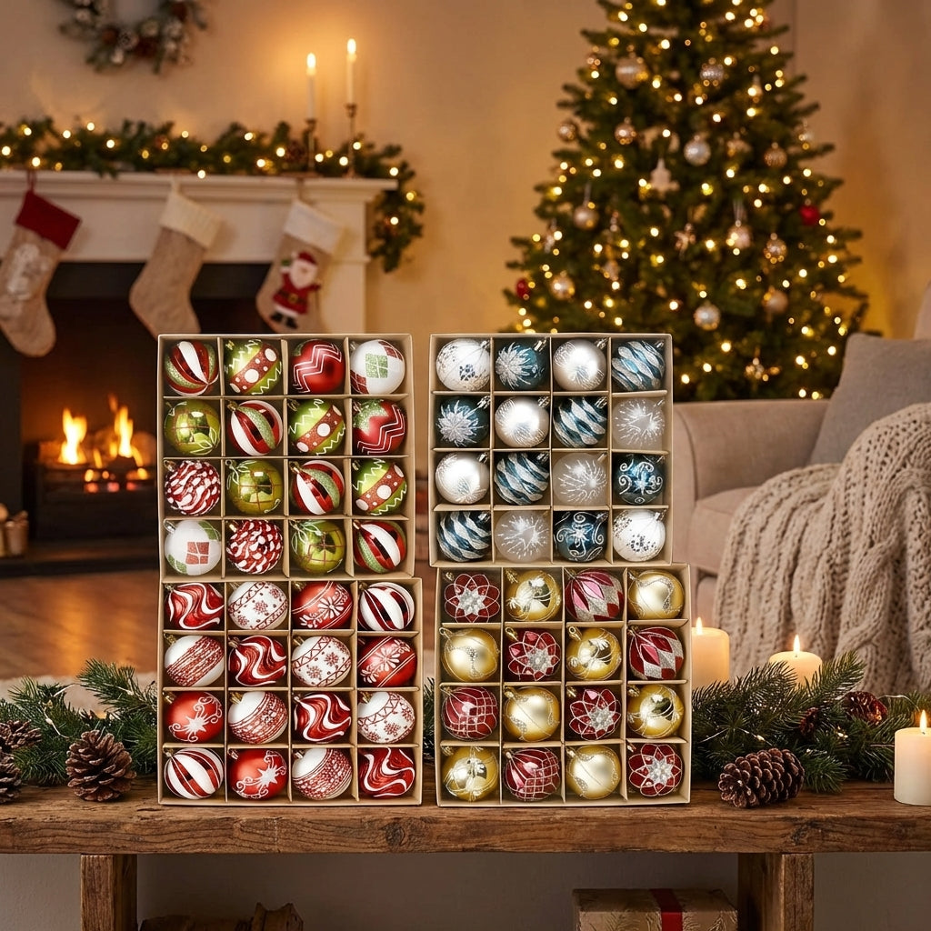 Boules de Noël lot de 16 ornements festifs sapin décoration 1