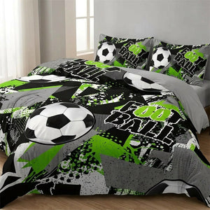Housse de couette de football vue rapprochée avec taies détaillées