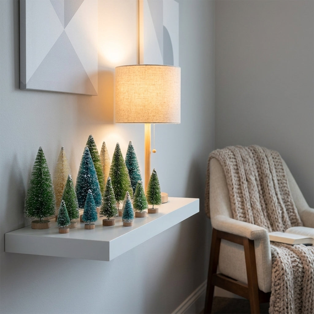 Mini sapin de noël artificiel en sisal lot de 8 pièces en situation