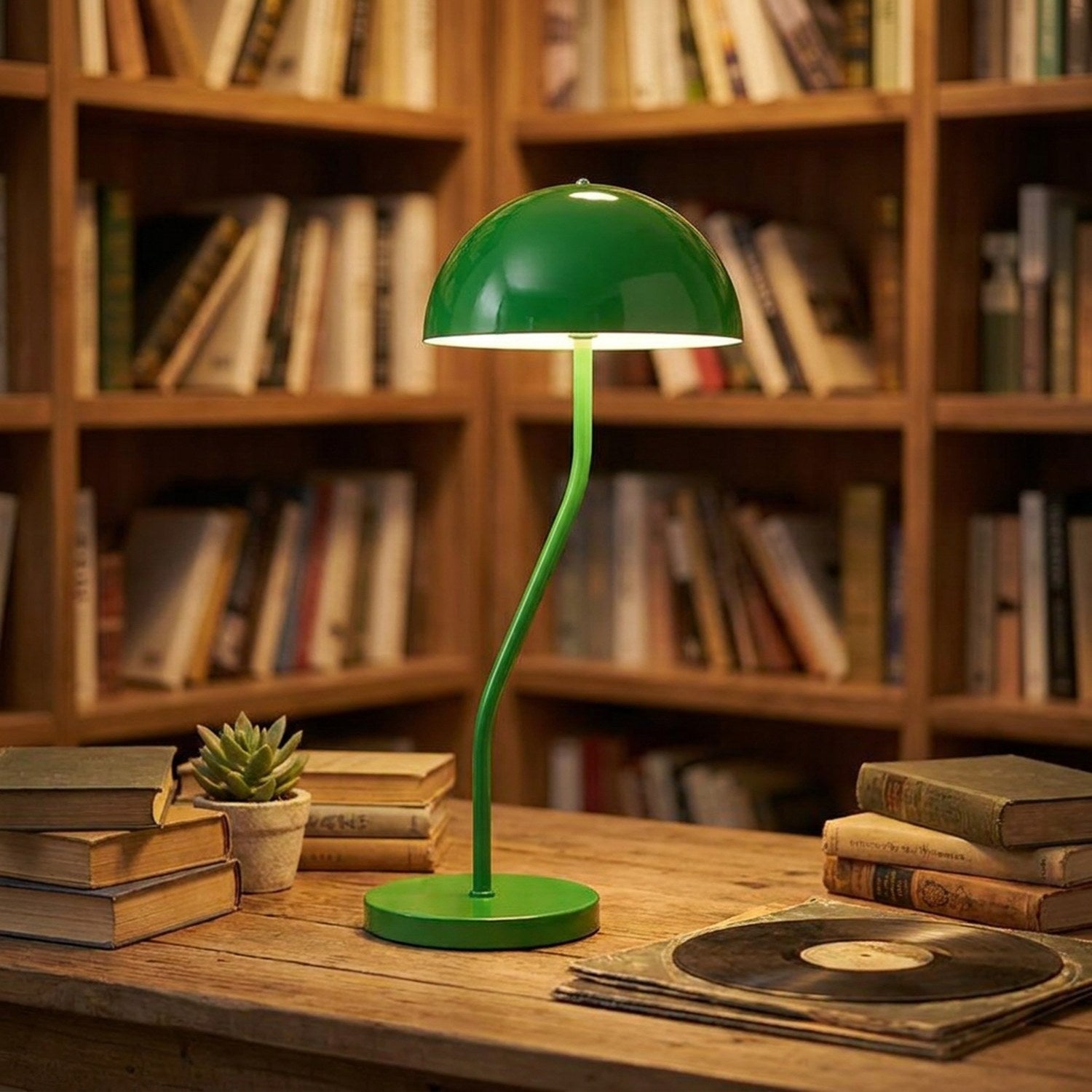 Lampe de table champignon dans un salon rétro