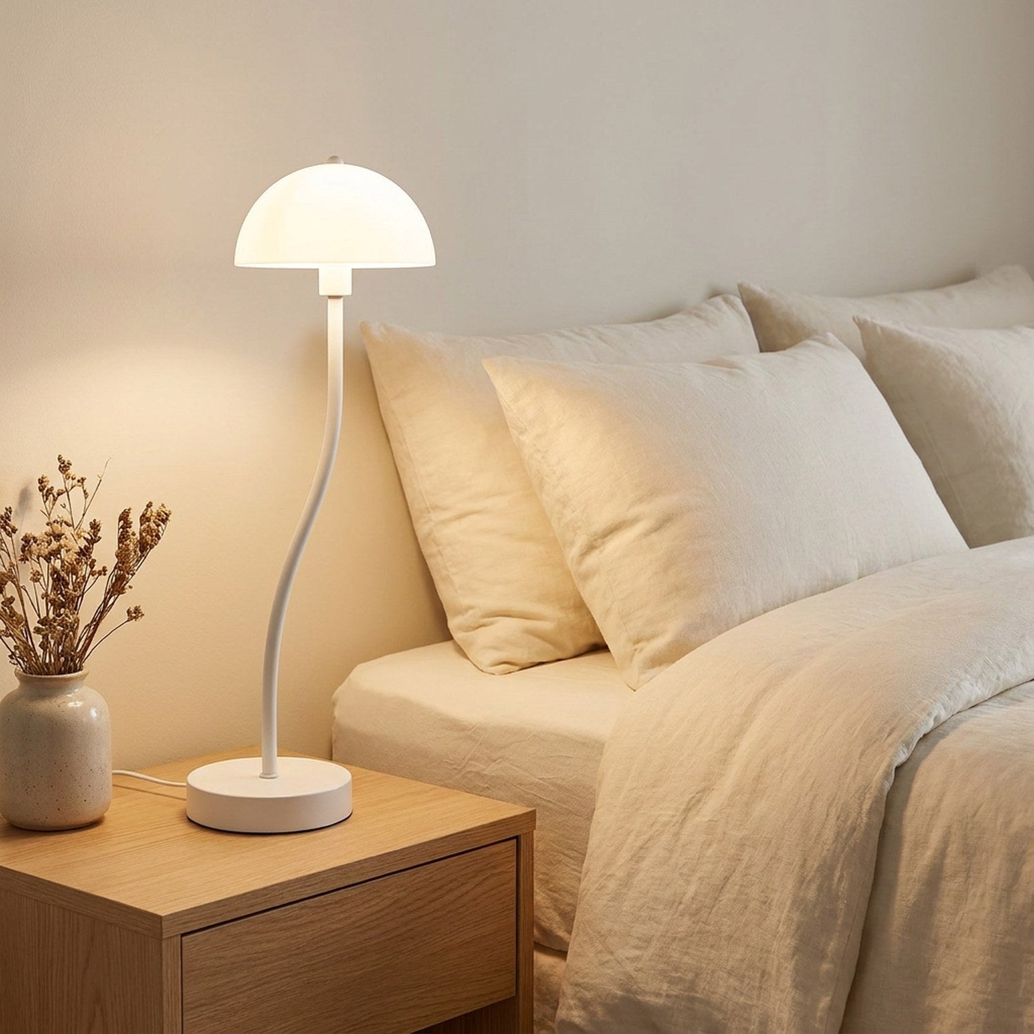 Lampe de table champignon dans un intérieur vintage