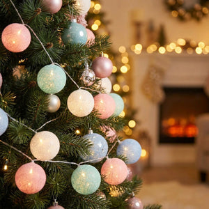 Guirlande boules coton LED pour sapin de Noël décoration festive