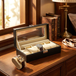 Coffret à montres 6 emplacements cuir noir lifestyle 1