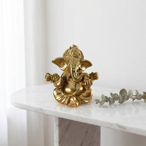 Figurine Ganesha résine sur console marbre décoration hindoue