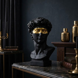 Buste David noir masque doré décoration console marbre