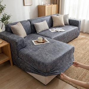 Housse de canapé gris foncé sur canapé d angle moderne