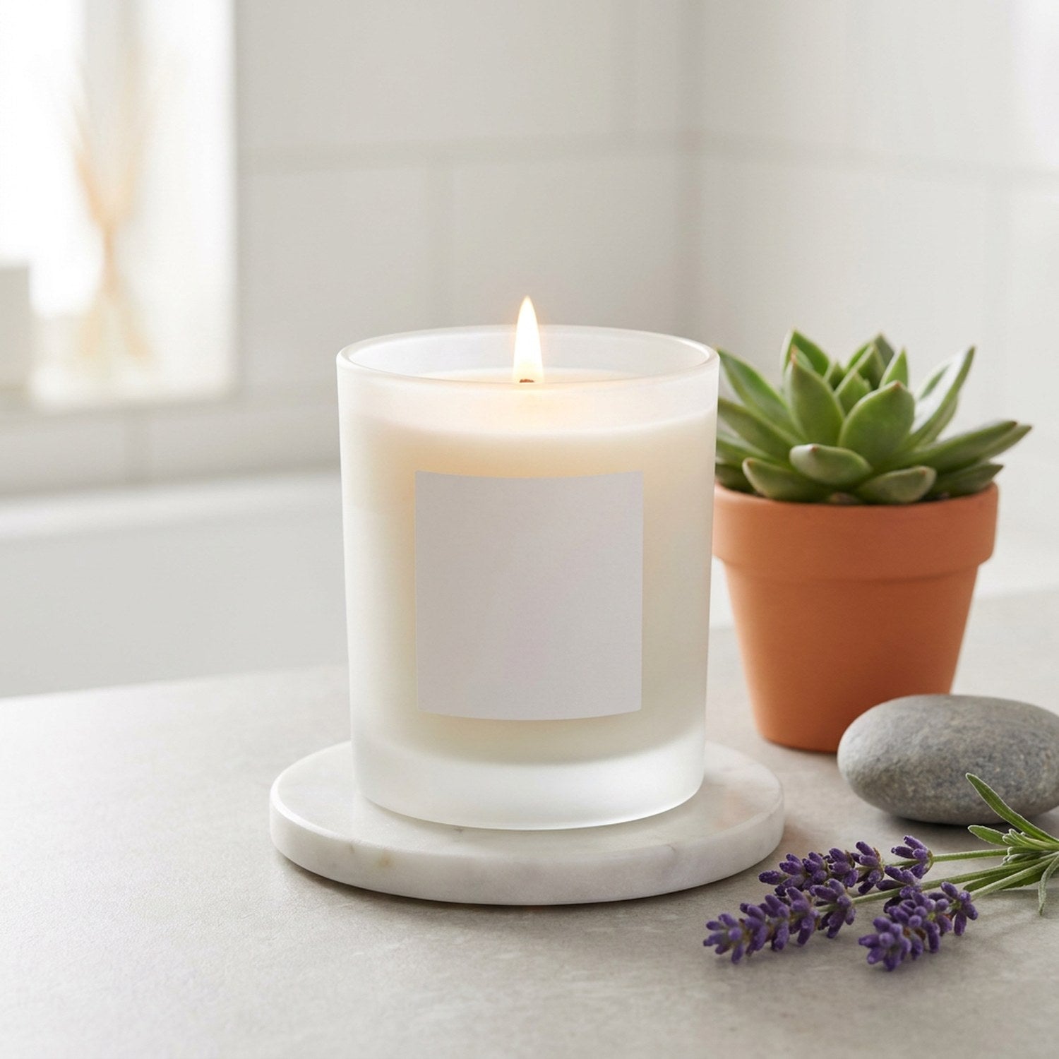 Bougie parfumée cire de soja cadre spa marbre élégant